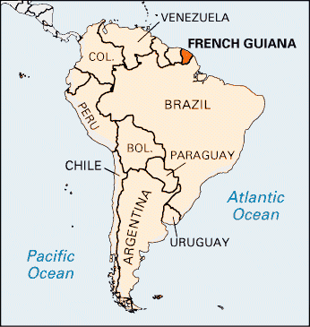 sud amerique Guyane Fransaise carte